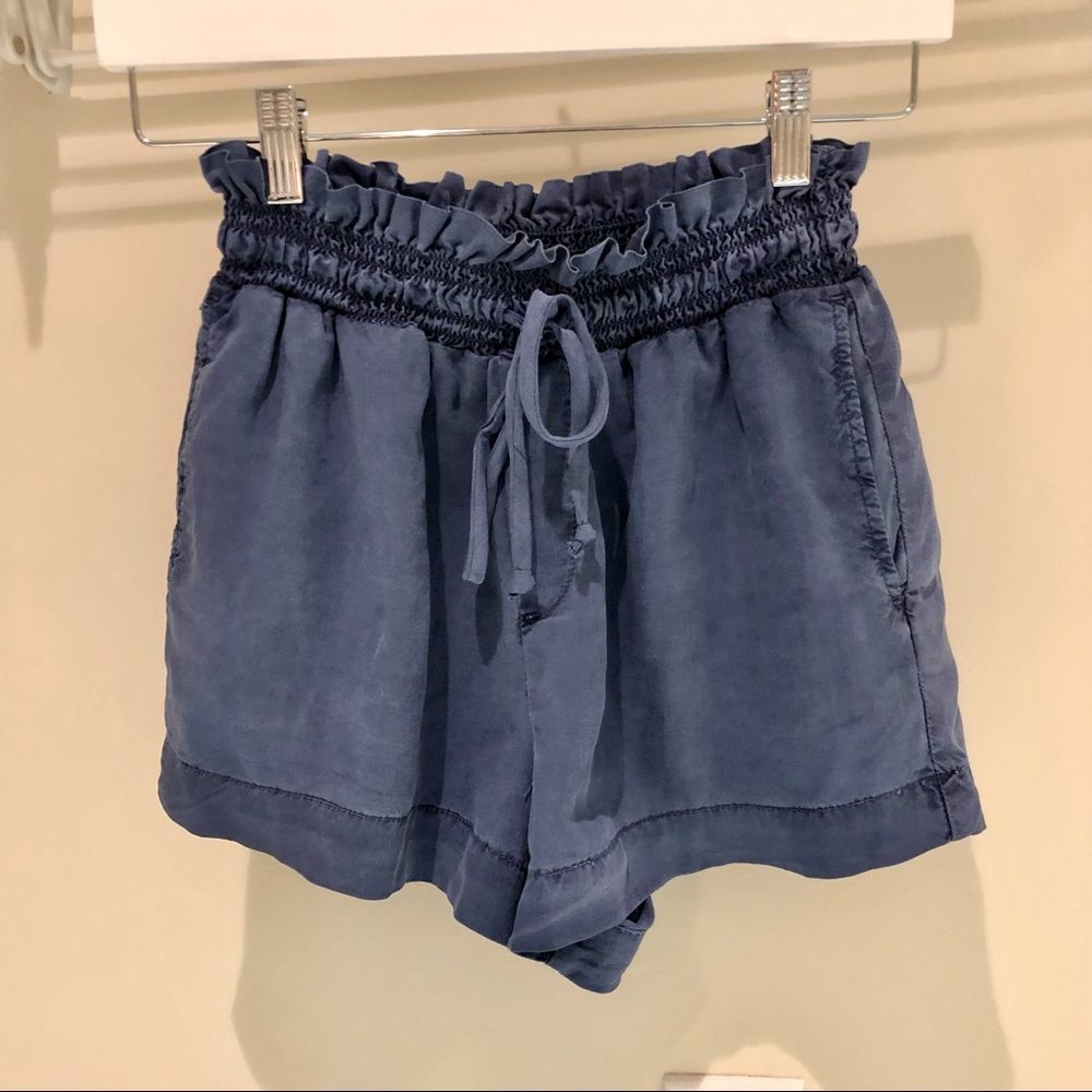 Bella Dahl Tie & Ruffle High Waist Shorts Indigo